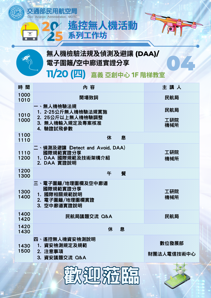 114年無人機工作坊第4場議程