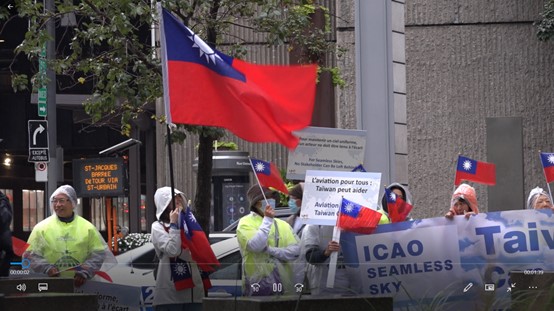 Overseas Taiwanese rallying for Taiwan’s ICAO bid outside ICAO headquarters